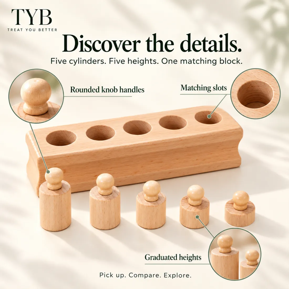 Montessori Wooden Cylinder Blocks — image 2