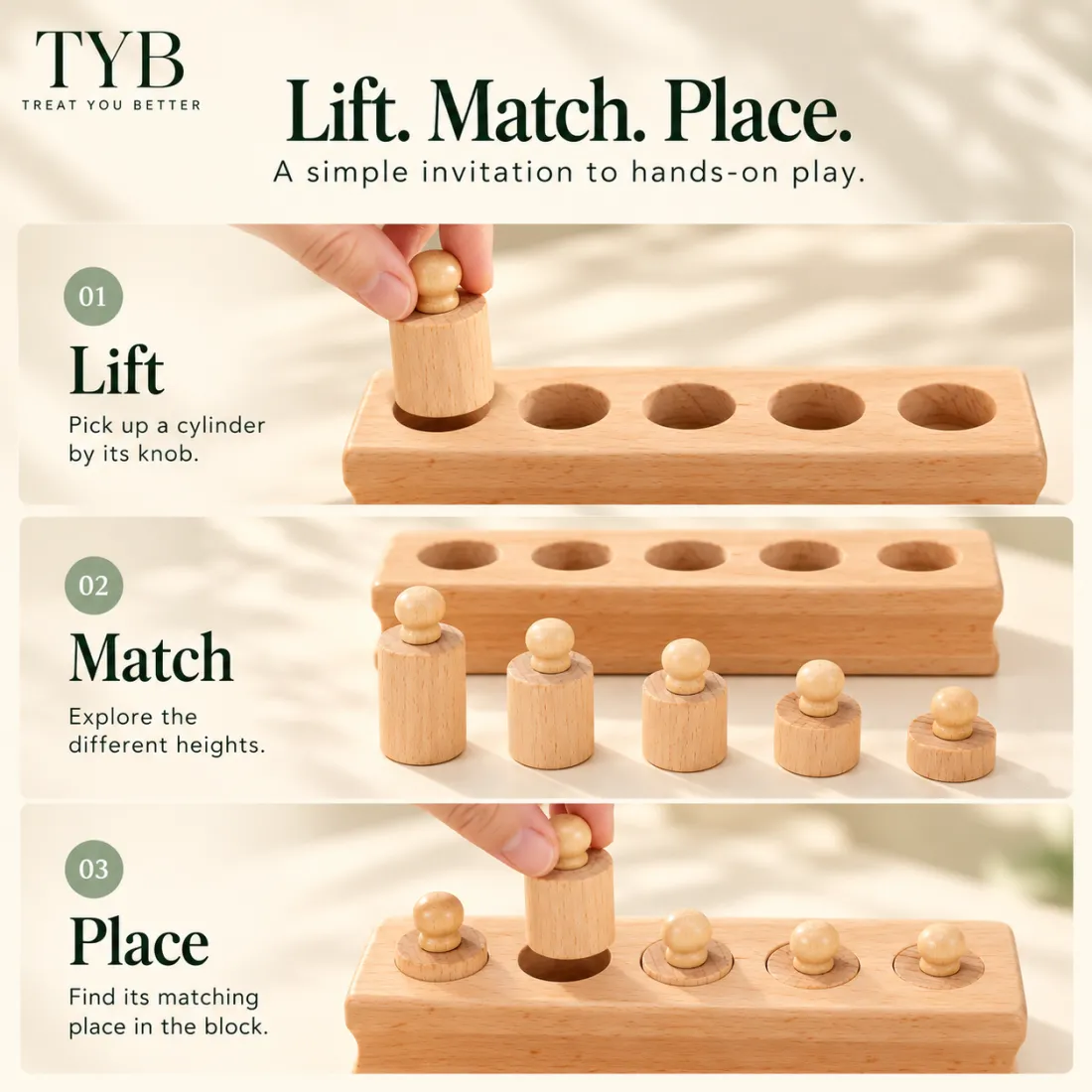 Montessori Wooden Cylinder Blocks — image 3