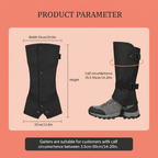 Gaiters Size Diagram